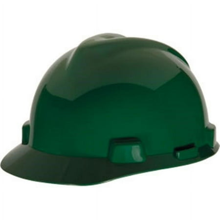 MSA V-Gard Standard Slotted Hardhat Cap w/ Fas-Trac Suspension, Green (11 Unit)