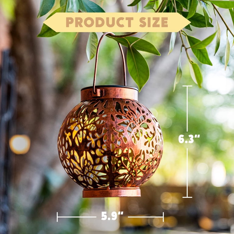 Joyfy Solar Hanging Lanterns, 2 Pack Bronze Moroccan photo 5