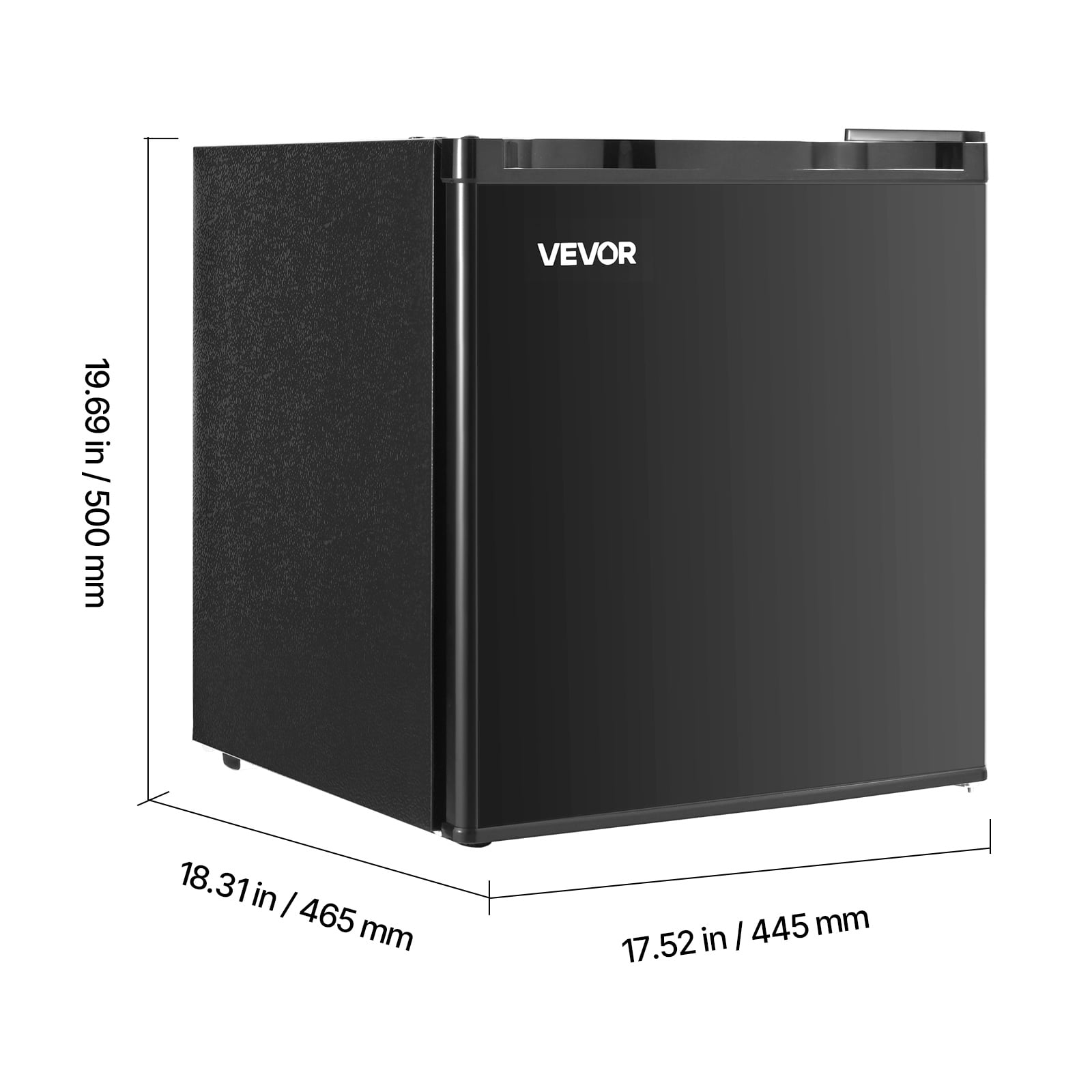 VEVOR Mini Fridge, 1.6 Cu.Ft, Single Door Compact Refrigerator, Adjustable Temperature, Metal Shelf, Energy Efficient Small Refrigerator, Reversible Door, Low Noise, for Bedroom Dorm Office, Black