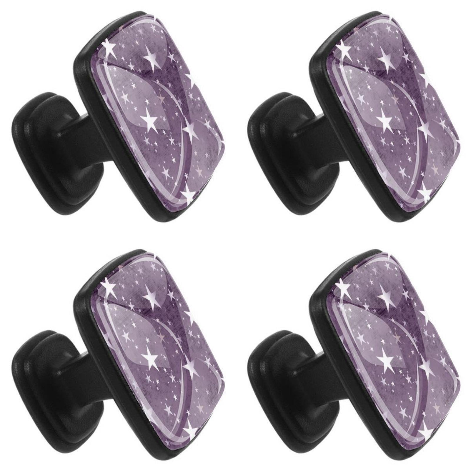 4 Pcs Square Cabinet Handle Cupboard Knob Drawer Pulls Handle Retro Stars Drawer Knobs with Screws Furniture Decoration