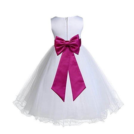 Ekidsbridal White Tulle Rattail Edge Flower Girl Dresses Mini Bridal Gown Formal Evening Junior Pageant Wedding Reception 829T M