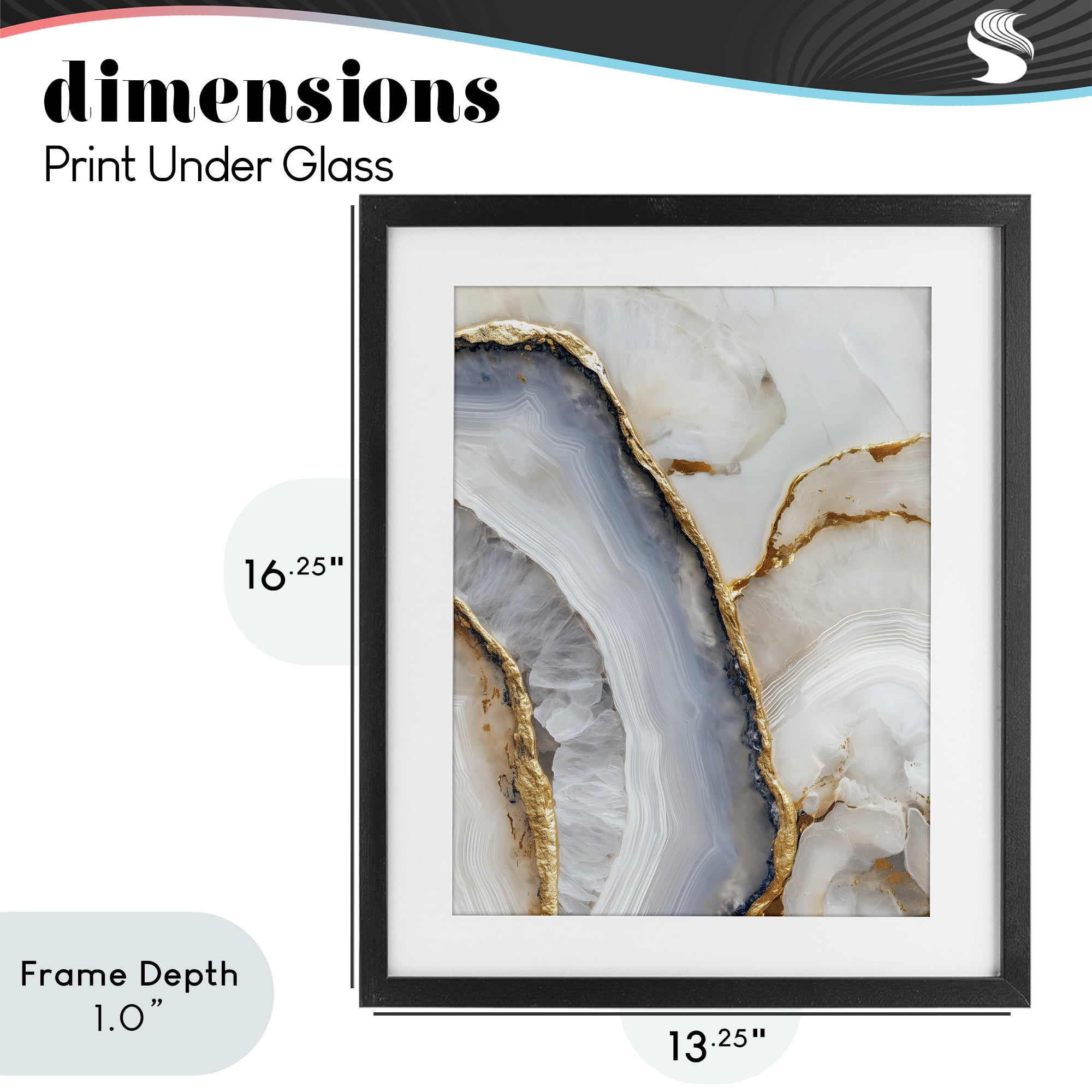 Stupell Industries Golden Marble Flow Black Framed Print Under Glass, design by Svetlana Aleynikova