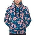 thumbnail image 4 of Hoodies for Men - Blue Leaves Lilies Flowers Long Sleeve Comfrt Men'S Fashion Hoodies & Sweatshirts, Sweatshirts for Men Hoodies Pullover Clothing Clothes with Pouch, 4 of 7