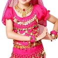 thumbnail image 6 of Weebloom Girls Outfits Dance Performance Outfit Belly Dance Ethnic Practice Dress Children Folk Dance Wear Design Girl Clothes Set Size 7-8 Years Pink, 6 of 7