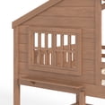 thumbnail image 6 of URTR Full Over Full House Bunk Bed with Window, Bookshelf and Roof, Wooden Full Size Floor Bunk Bedframe with High-Quality Guardrail and Ladder, Playhouse Bed for Bedroom, Natural, 6 of 9