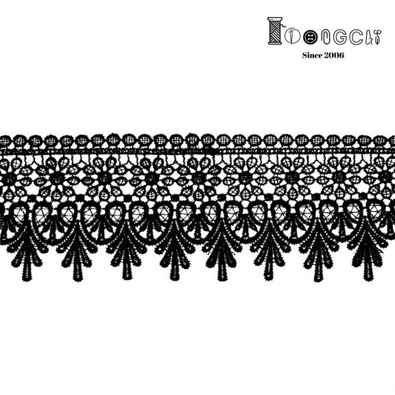 IDONGCAI Venice Lace Trim Wide Lace Ribbon Floral Embroidered Lace Edge Trim for Sewing Crafts,Wedding Dress Embellishment, Home Decor,Gift Party Decoration Applique(Black)