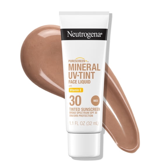 Neutrogena Purescreen Tinted Sunscreen SPF 30, Mineral Face Sunscreen, Medium, 1.1 fl. oz