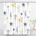 thumbnail image 2 of Ikfashoni Yellow Flowers Shower Curtain with Hooks, 13pc Waterproof Fabric Bathroom Curtain, 72"X72", 2 of 7