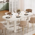 thumbnail image 3 of Tribesigns Oval Dining Table for 6 People, 63-Inch Modern Cream White Kitchen Table, Wood Dinner Table with Cylindrical Legs for Kitchen Dining Room, 3 of 16