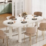 Tribesigns Oval Dining Table for 6 People, 63-Inch Modern Cream White ...