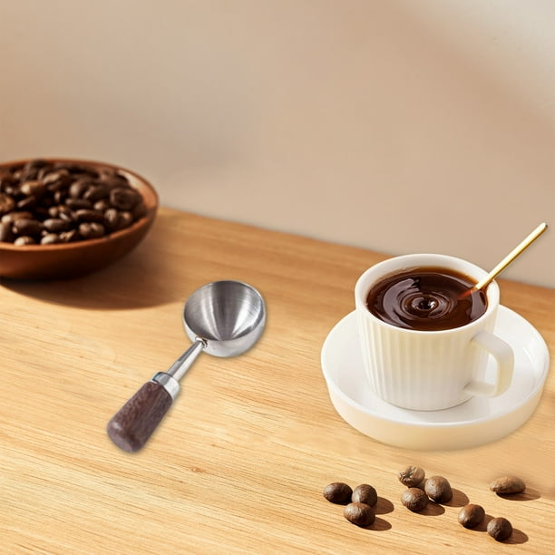 Cuchara medidora de acero inoxidable con mango de madera de nogal - tamaños de 15 ml y 30 ml para café, té, repostería y leche en polvo