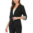 thumbnail image 4 of INSPIRE CHIC Women's Office Work Suit Jacket Notched Lapel Collar 3/4 Sleeve Blazer XS Black, 4 of 5