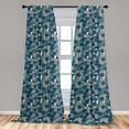 thumbnail image 5 of Ambesonne Botanical Curtains, Doodle with Streaks, Pair of 28"x84", Petrol Blue Pale Taupe, 5 of 5