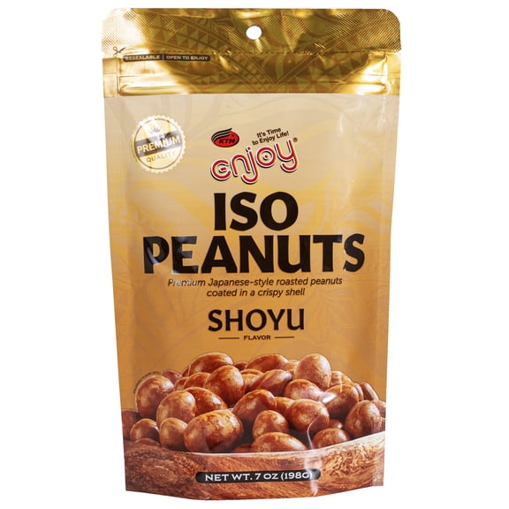Enjoy Iso Shoyu Peanuts (7 oz), Resealable Bag, Coated Peanuts, Contains Peanuts, Wheat, and Soy