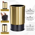 thumbnail image 4 of 2 Pcs 2.6 Gallon/10 L Gold Bathroom Trash Can with Flip Lid and Toilet Brush Set Stainless Steel Garbage Trash Can with Toilet Bowl Cleaner for Home Office Hotel Bathroom Bedroom Kitchen, 4 of 7