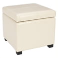 thumbnail image 1 of Safavieh Elizabeth Pouf de Rangement en Cuir de Hêtre en Crème, 1 of 5