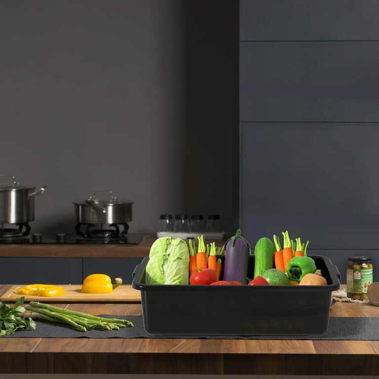 Sadstory 8 Liter Plastic Bus Tubs - 18 Pack Small Commercial Food Service Tubs, Black, With Handles For Kitchen, Cleaning & Storage