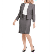 Le Suit Women's Pleated Hem Skirt Suit Gray Size 4 Petite