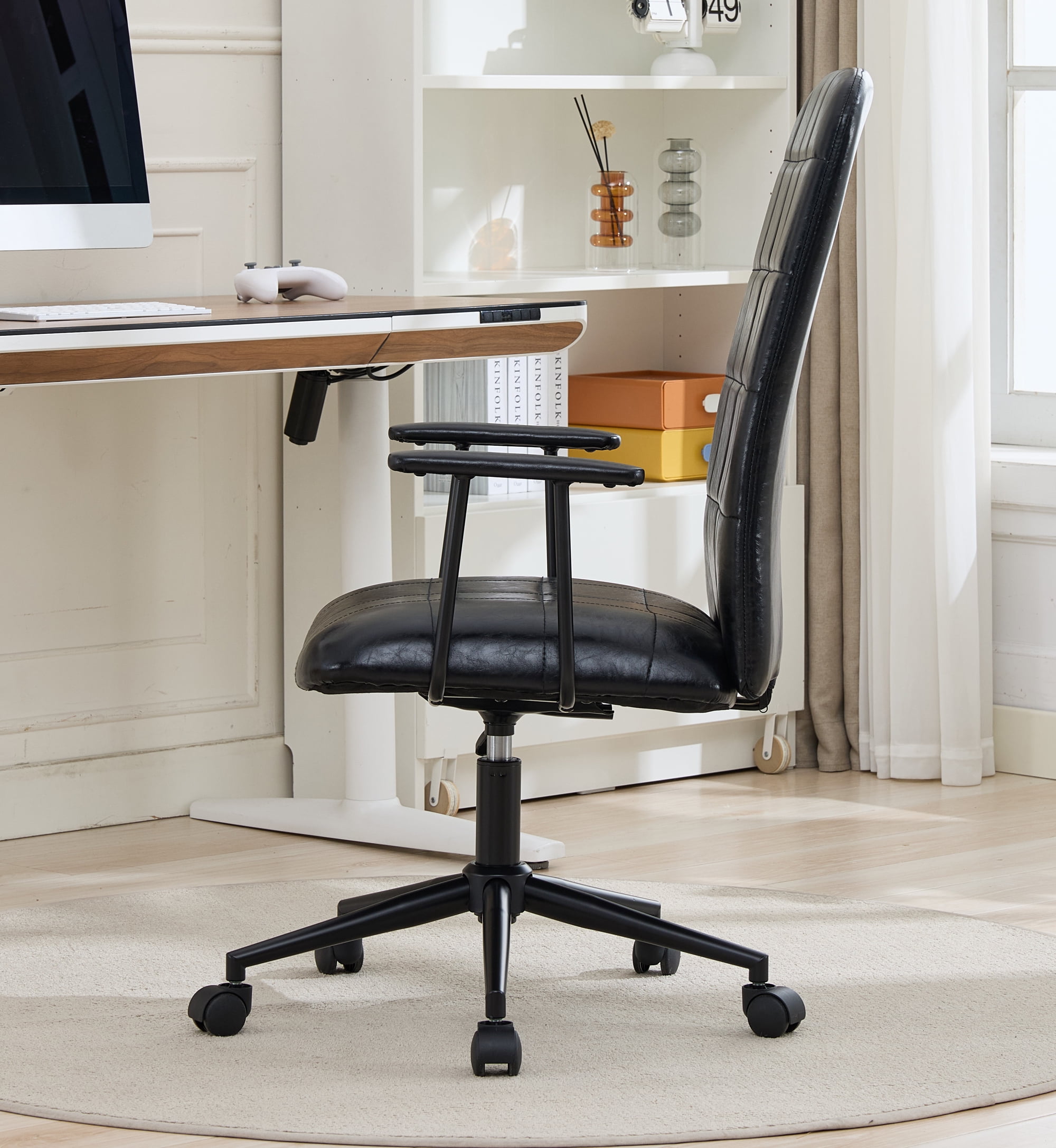 Office Chair, Swivel Chair, Executive Desk Chair with High Backrest, 360 Degree Rotation, Adjustable Gas Lift and 5-Star Base, for Home Office, Black PU Leather