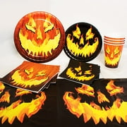 Halloween Fiery Pumpkin Party Supplies, 8-Pack