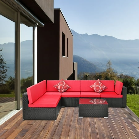 Customer Favorite Outdoor Patio Furniture Set On Clearance 7 Pieces Pe Rattan Wicker Sectional Sofa Sets With Pillows And Storage Box Red Cushions Accuweather Outdoor Patio Furniture Set, Resin Wicker Furniture Clearance