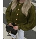 thumbnail image 3 of Cardigan PRETTYGARDEN Mujer Corto Verde Militar XL, 3 of 5