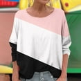 thumbnail image 2 of Olyvenn Long Sleeve Cotton Linen Shirts for Women Color Block Drop Shoulder Tops Round Neck Summer Blouses Dressy Casual Comfy Tees Black L, 2 of 5