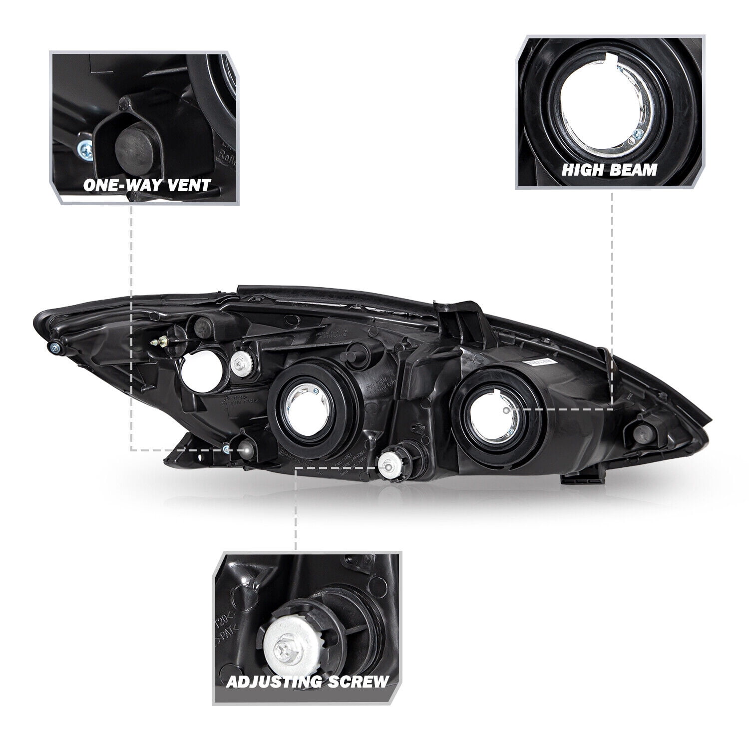 Headlights Assembly for 2002 2003 2004 Toyota Camry Sedan LE SE XLE Black Amber
