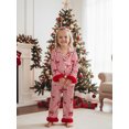 thumbnail image 6 of Cjfdfy Toddler Baby Girl Christmas Silk Stain Pajamas Set Kids Girls PJS Set Sleepwear Fall Winter Clothes Pumpkin Bow Print Long Sleeve Button Down Shirt with Long Pants Set Loungewear 1-8Y, 6 of 9