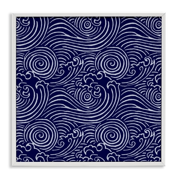 Stupell Industries Contemporary Blue Traditional Waves White Framed Giclee Art, 17 x 17, by Marie le Moal