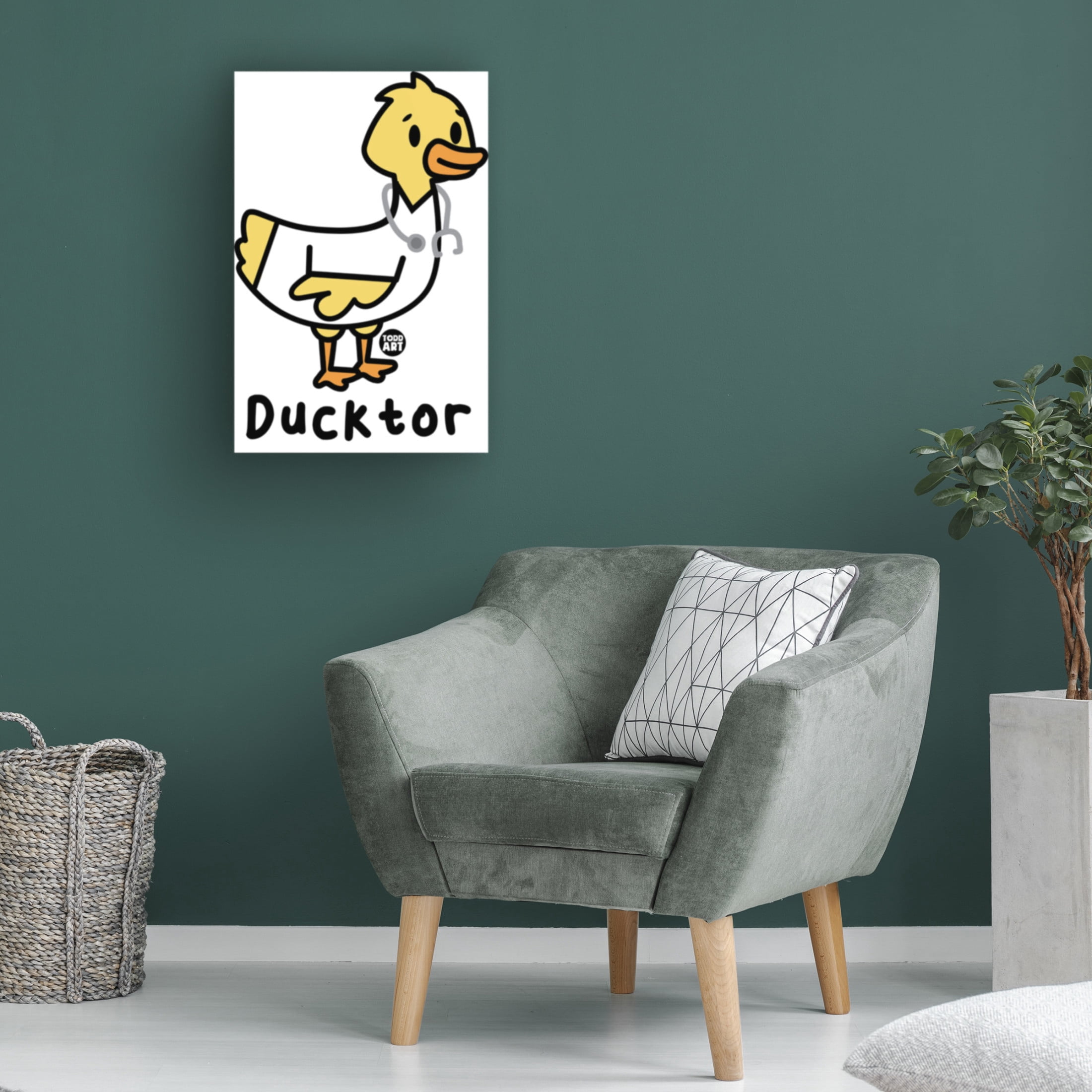 Canvas Wall Art - toddart 'Ducktor' Wall Art for Living Room, Bedroom, or Office Décor by Trademark Fine Art - 12 x 19 Inches