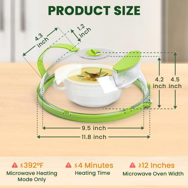 GreenELevate Microwave Splatter Cover, 10 inch Microwave Cover for Food,  Clear Diamond Shape Microwave Cover Lid with Handle and Water Storage Box  for