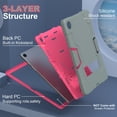 thumbnail image 3 of SaniMore Hybird Case for Samsung Galaxy Tab A9 Plus Case 12.4" 2023 SM-X810/X816/X818, Rugged Heavy Duty Protective Cover Hidden Kickstand Dual Angle Stand Shockproof Anti-drop Shell, Gray+Rose, 3 of 6