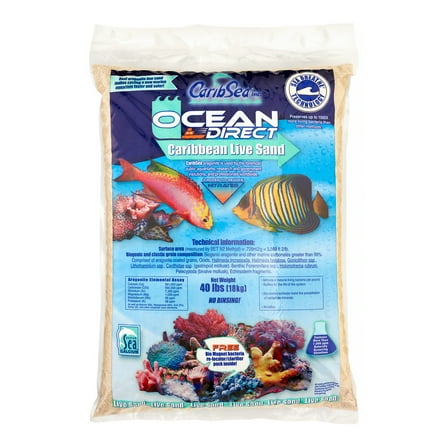 Carib Sea Ocean Direct Natural Carribbean Aquarium Live Sand, 40 Lb