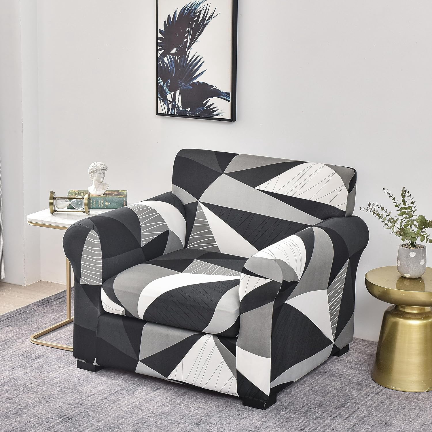 CHUNTIAN Couch Cover Chair Covers Printed Sofa Covers 2-Piece Stretch Armchair Sofa Couch Slipcover Sectional Couch Covers for Sofa Furniture Protector with Non Slip Elastic Bottom for Living Room