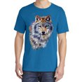 thumbnail image 2 of Wild Bobby, Wolf Oil Painting, Animal Lover, Garment-Dyed Washed Look Short Sleeve T-Shirt, Cobalt, Small, 2 of 3