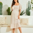thumbnail image 4 of MEZZALL Robe Femme Florale à Encolure Carrée Robes Midi Robe de Maternité Enceinte Décontractée Robe Trapèze Longue Fluide à Smocks Robe de Loisirs Tenue Quotidienne TG, 4 of 6