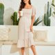 thumbnail image 3 of WILLBEST Maxi Vestidos de Mujer Vestido de Mujer Floral Cuello Cuadrado Vestidos Midi Vestido de Maternidad Vestido de Embarazada Casual Vestido de Línea A Vestido Largo Fluido Fruncido Mediana​​, 3 of 3