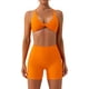 thumbnail image 1 of ABOCIW Conjuntos de entrenamiento para mujer 2 piezas Twist Front Halter sujetadores deportivos cintura alta botín pantalones cortos ejercicio gimnasio yoga traje, 1 of 4