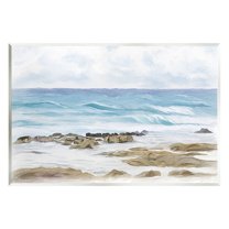 Stupell Industries Rocky Shore Beach Waves Landscape Painting Unframed Art Print Wall Art, 15 x 10