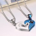 thumbnail image 4 of UBIUO 2Pcs/Set His & Hers Matching Set Titani Stainless Steel Couple Pendant Necklace Lover Cubic Zirconia CZ Charms Pendant Friendship Relationship P, 4 of 4
