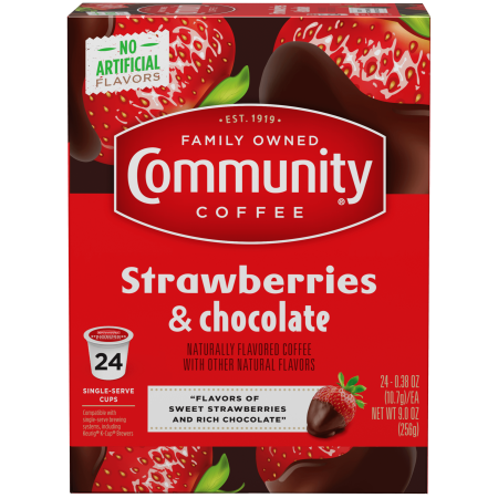 Community Coffee Strawberry & Chocolate Flavored Keurig Coffee Pods, 24 Ct