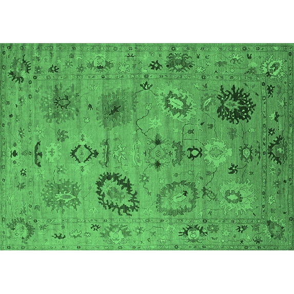 Ahgly Company Indoor Rectangle Oriental Emerald Green Industrial Area Rugs, 4' x 6'