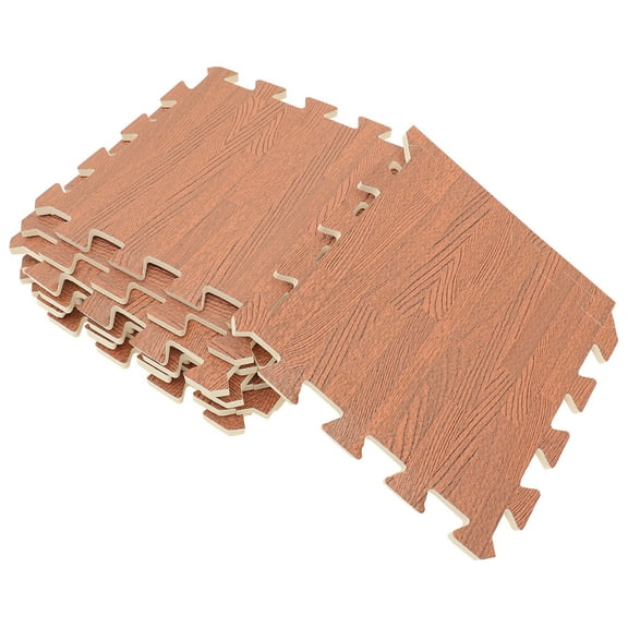 CIMAXIC 12Pcs Wood Grain Floor Mats Interlocking Tiles Eco Friendly Brown