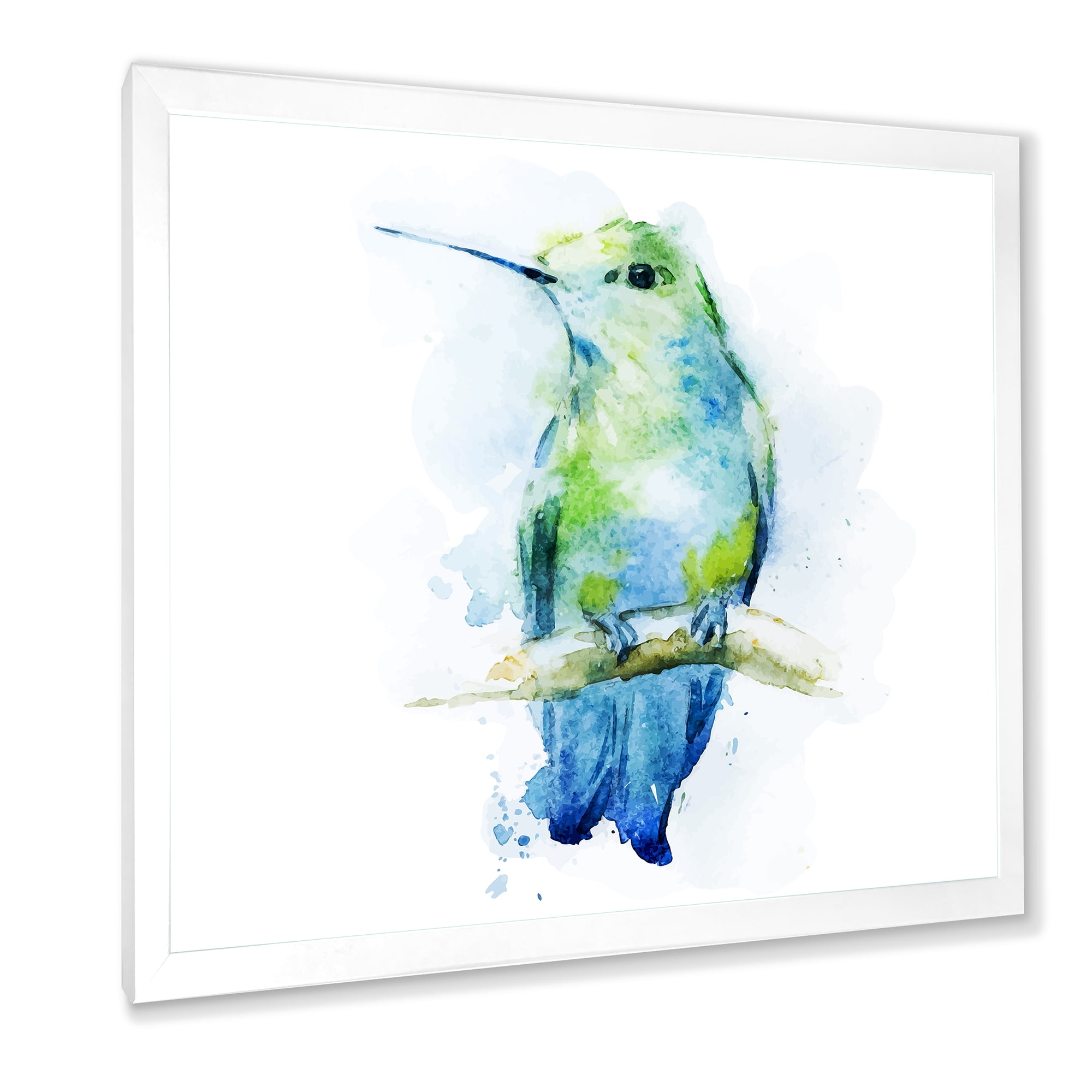 Designart 'Colibri Bird On Branch' Traditional Framed Art Print