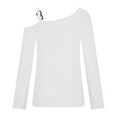 thumbnail image 5 of Giftesty Womens Shirts Women's Fashion Casual One Shoulder Drop Shoulder Long Sleeve Pullover Long Sleeve Top, 5 of 6