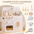 thumbnail image 5 of Robud Wooden Play Kitchen for Kids Ages 3+, White Toddler Kitchen Playset with Pizza Oven, Cutting Pizza, Cookware & Accessories, Pretend Play Toy Gift for Boys Girls, 5 of 9