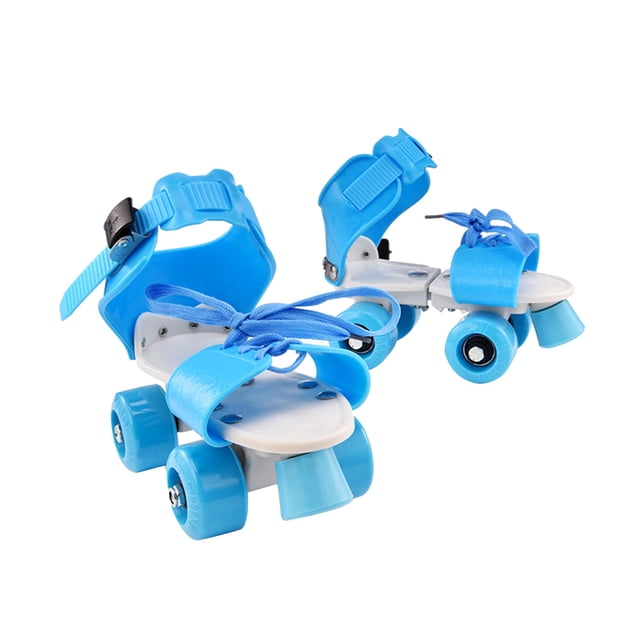 Shisuyan Patins de Patinage à Double Rangée Réglables pour Enfants, Patins à Quatre Roues, Chaussures, Cadeaux pour Enfants, Taille 25-32 (Bleu)