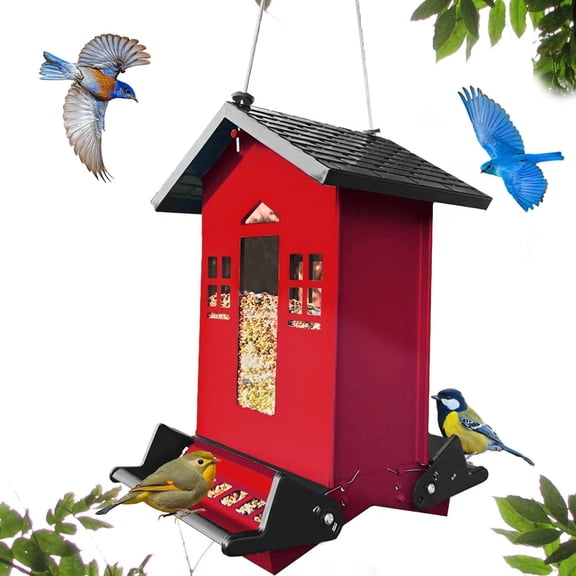 Squirrel Proof Metal Bird Feeder, Blue, 6 Lbs Capacity