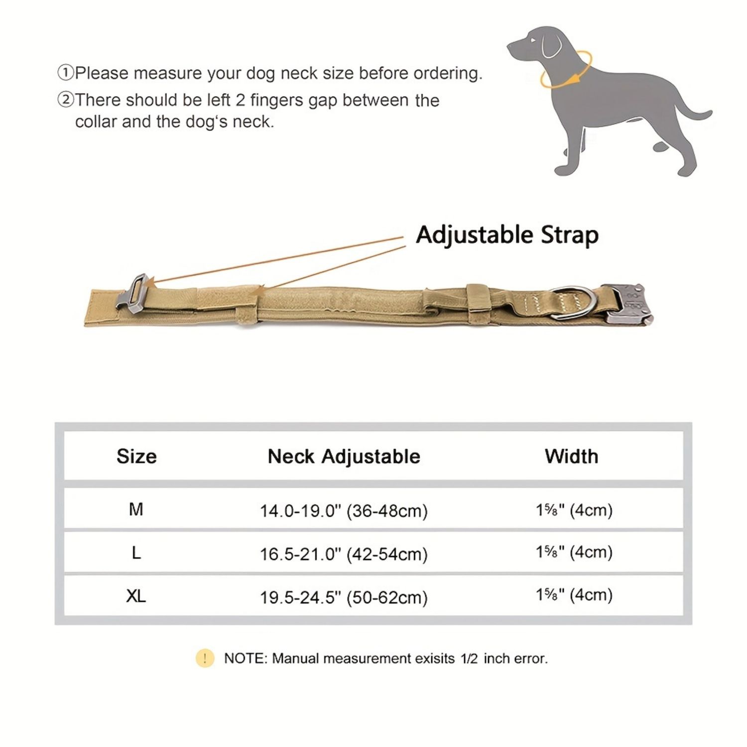 WAAYEEPAL Heavy Duty Nylon Dog Collar, XL, Khaki photo 5